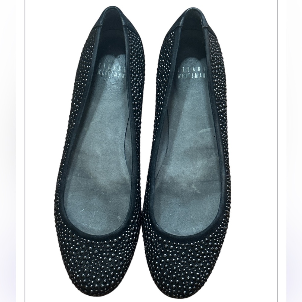 Stuart Weitzman Black beaded Embellished suede leather Ballet Flats Size:9